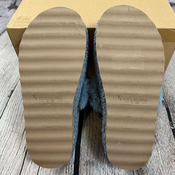 Koolaburra by UGG Women’s Peachee Closed Toe Faux Fur Slide Slipper Flat Blue 5 - Picture 10 of 11